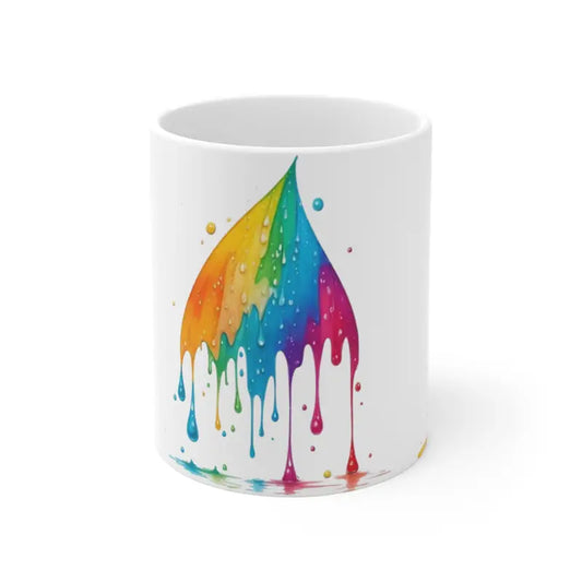 Colourful Single Raindrop Messy Art Mug - Ceramic Coffee 11oz