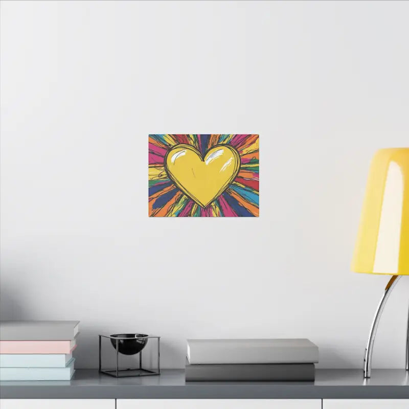 Yellow Sketched Love Heart Colourful Background Canvas