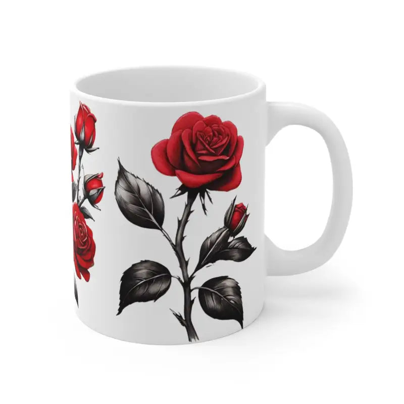 Sketched Red Roses Mug - Ceramic Coffee 11oz