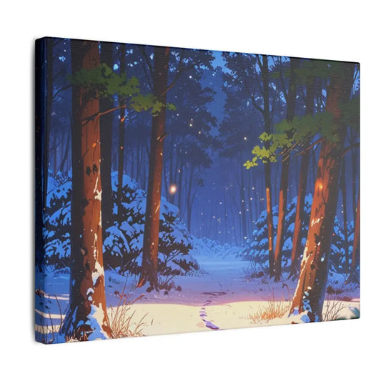 Snowy Forest Scenic Anime Canvas