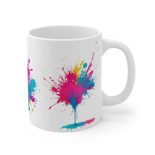 Colourful Messy Splatter Paint Art Mug - Ceramic Coffee 11oz