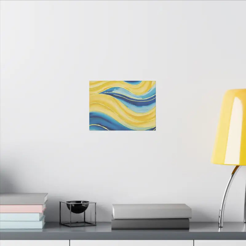 Blue and Yellow Watercolour Whimsical Waves - Stretched Print