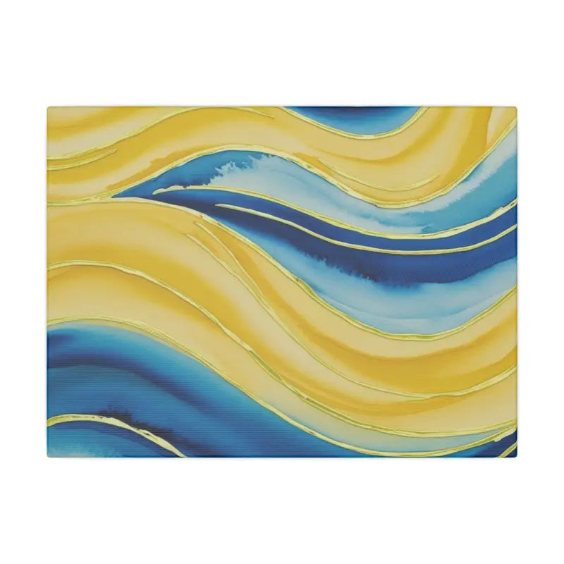 Blue and Yellow Watercolour Whimsical Waves - Stretched Print