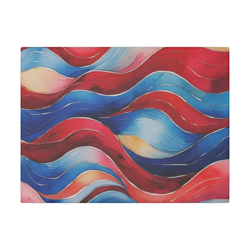 Red and Blue Watercolour Whimsical Waves - Multi-Size Stretched Wall Decor