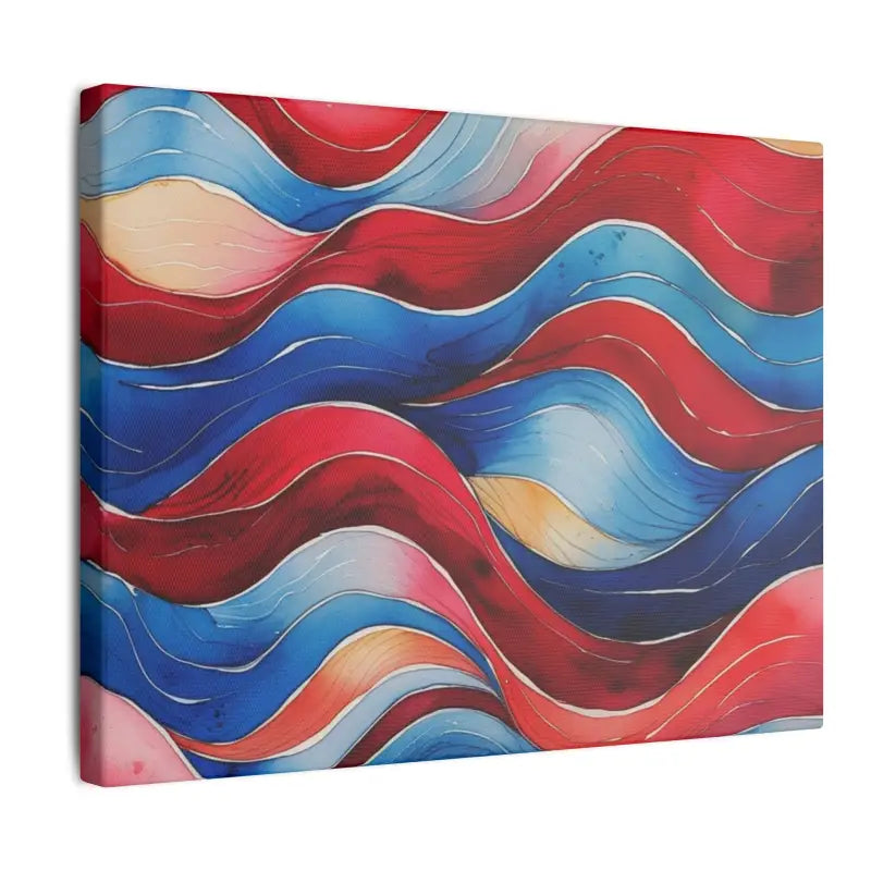 Red and Blue Watercolour Whimsical Waves - Multi-Size Stretched Wall Decor