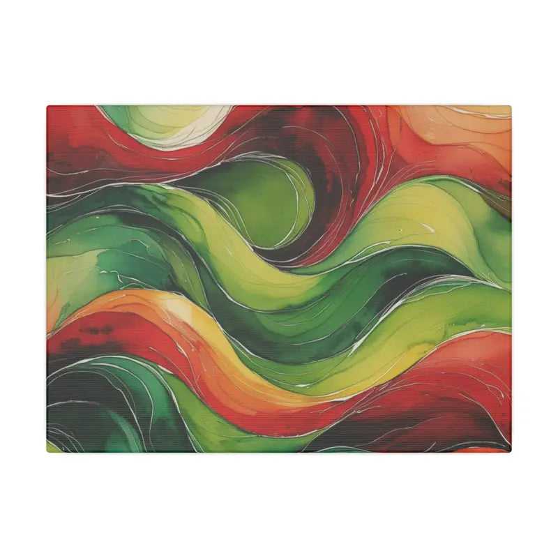 Red and Green Watercolour Whimsical Waves - Multi-Sized Stretched Matte Print