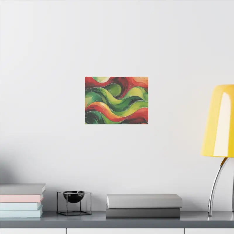 Red and Green Watercolour Whimsical Waves - Multi-Sized Stretched Matte Print