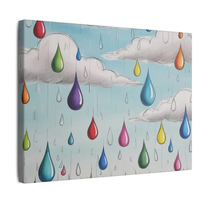 Colourful Sketched Raindrops - Matte Canvas Stretched 0.75’’