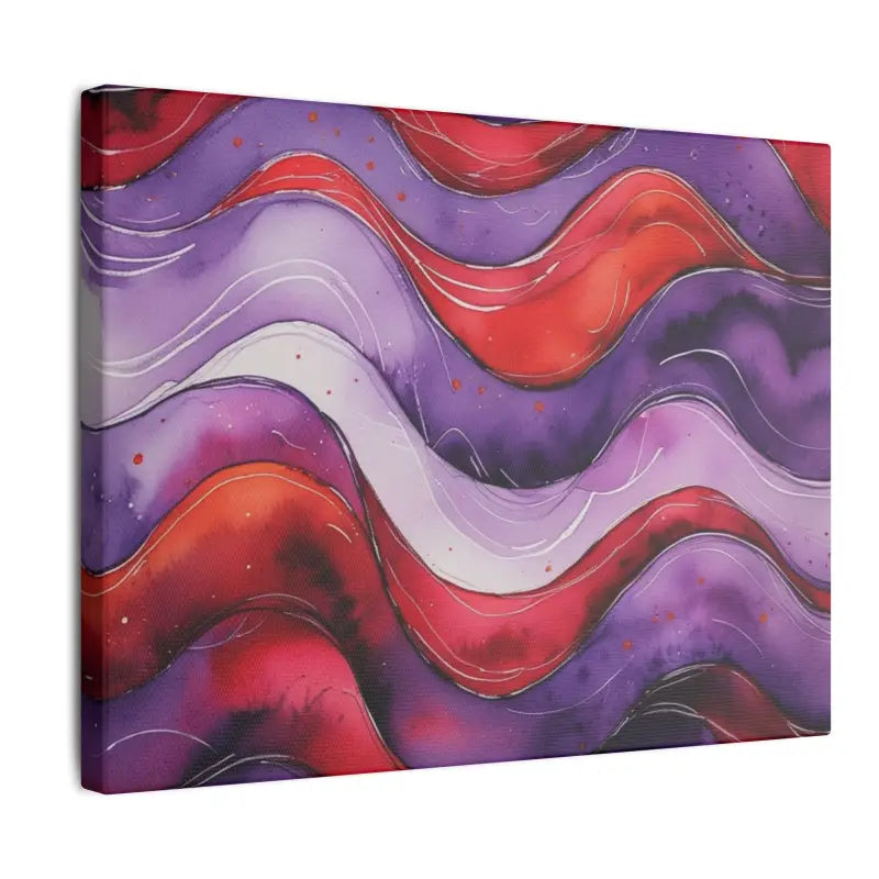 Red and Purple Watercolour Whimsical Waves - Stretched Wall Decor