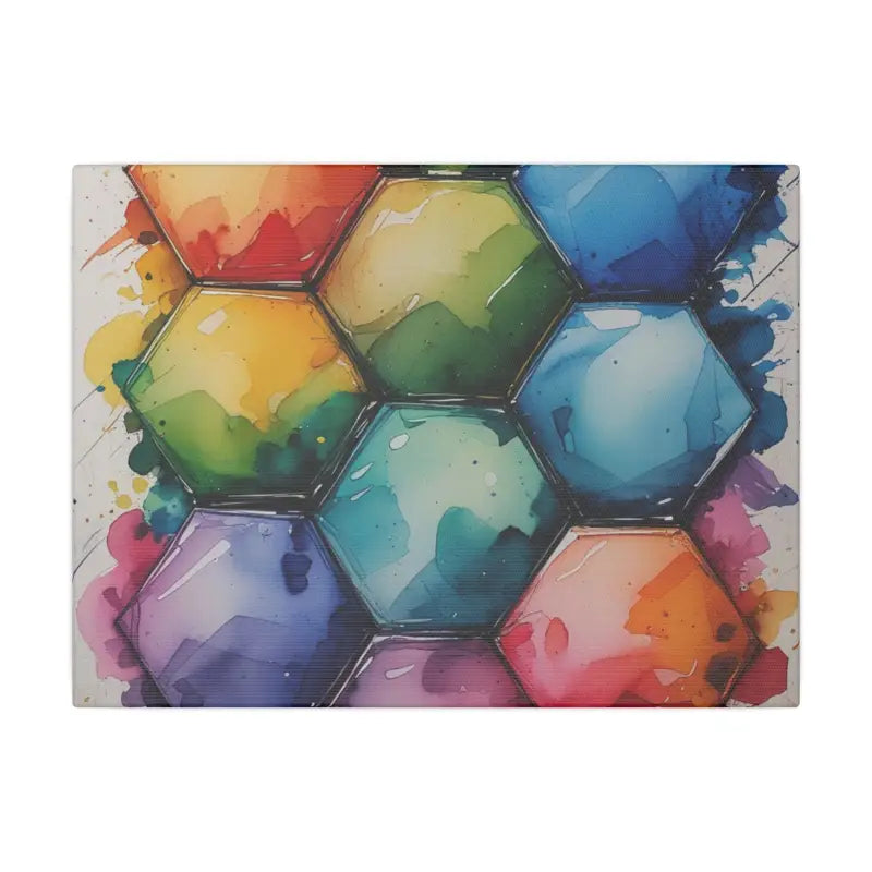 Colourful Hexagon Watercolour Canvas Art Print