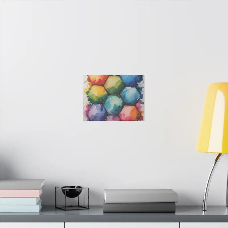 Colourful Hexagon Watercolour Canvas Art Print