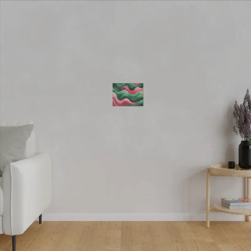 Pink and Green Watercolour Whimsical Waves - Colourful Matte Stretched Wall Décor