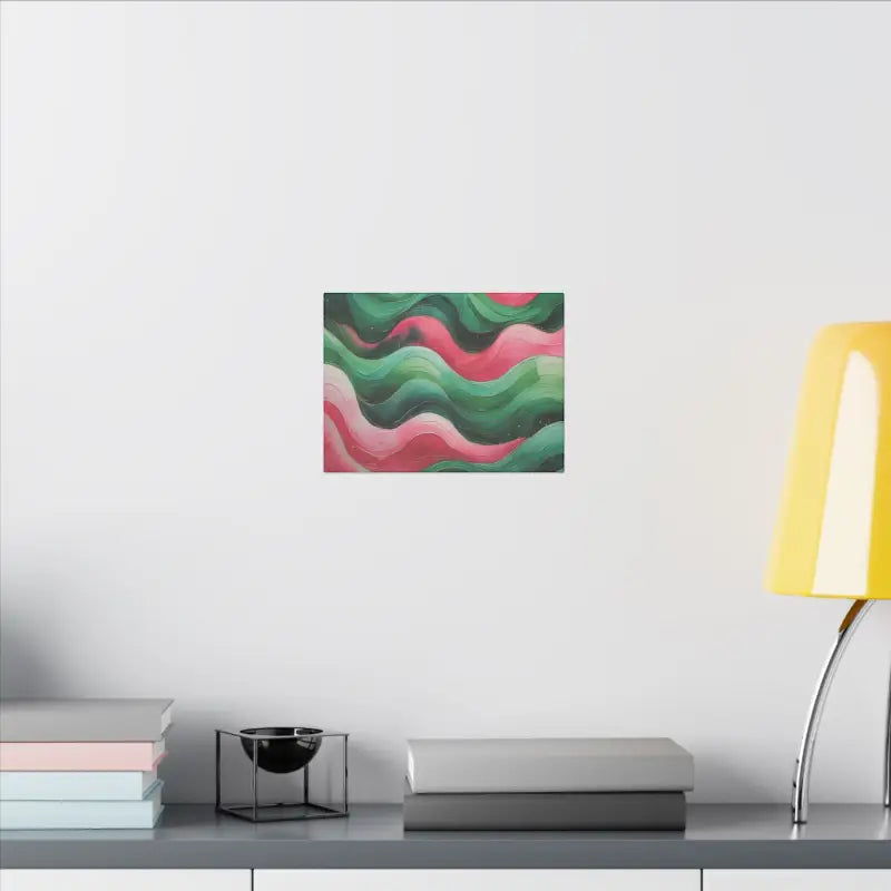 Pink and Green Watercolour Whimsical Waves - Colourful Matte Stretched Wall Décor