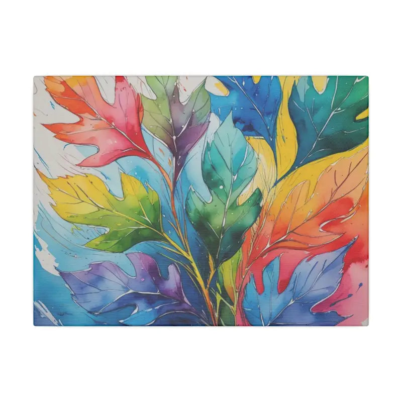 Vibrant Watercolour Leaves Canvas Wall Art - Colourful Nature Décor