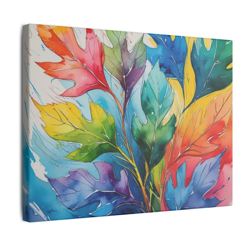 Vibrant Watercolour Leaves Canvas Wall Art - Colourful Nature Décor