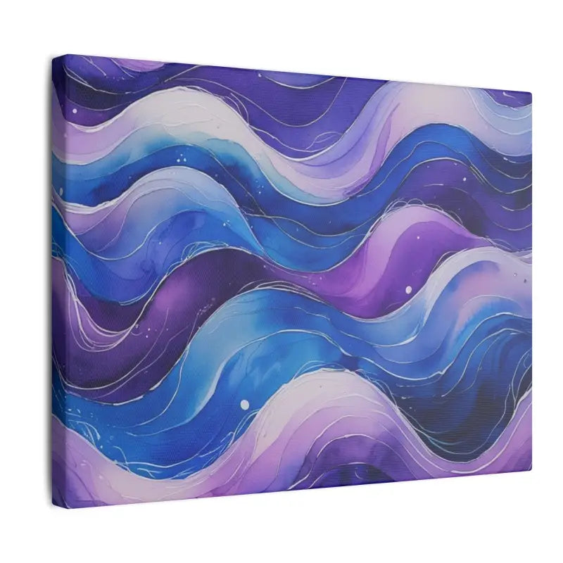 Blue and Purple Watercolour Whimsical Waves - Multi-Sized Stretched Matte Canvas