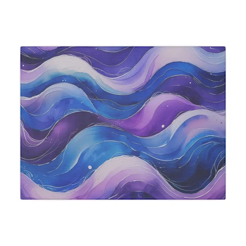 Blue and Purple Watercolour Whimsical Waves - Multi-Sized Stretched Matte Canvas