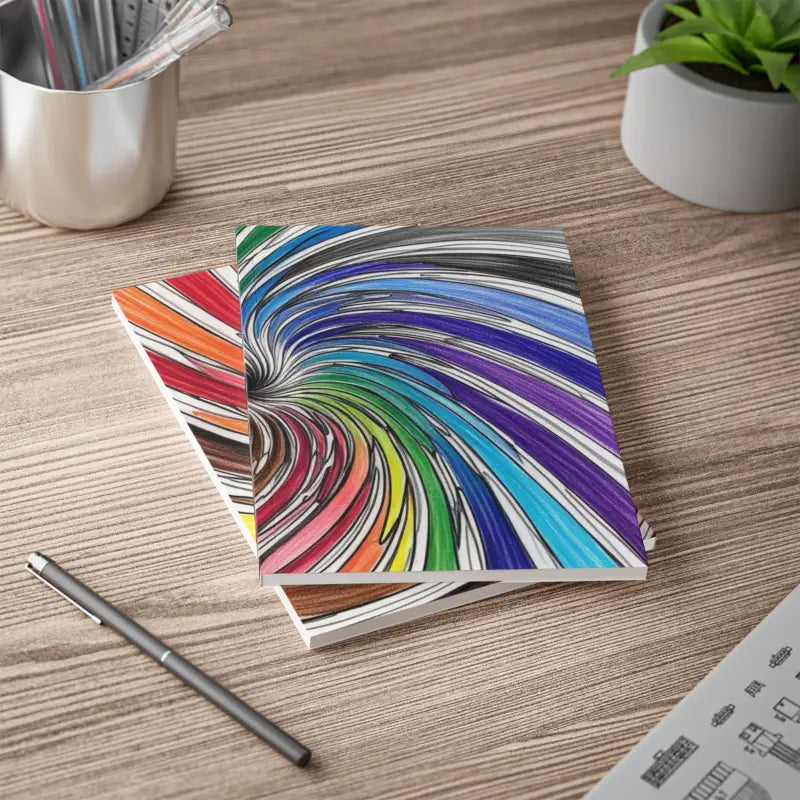 Colourful Swirly Lines - Softcover Notebook A5