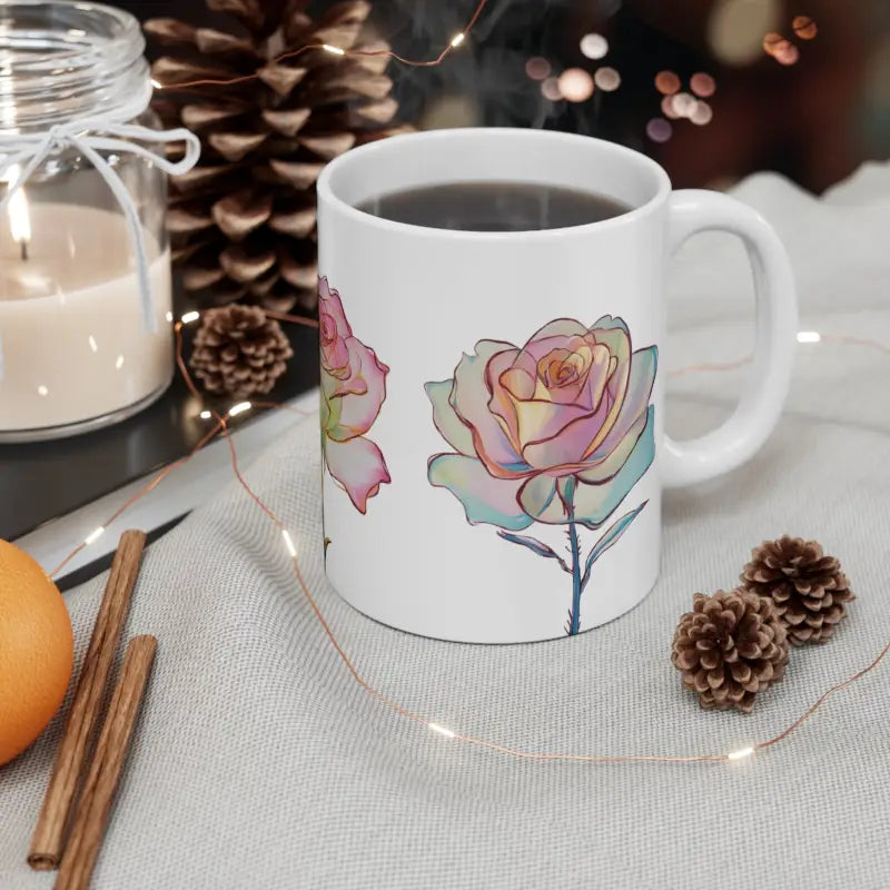 Transparent Roses Mug - Ceramic Coffee 11oz