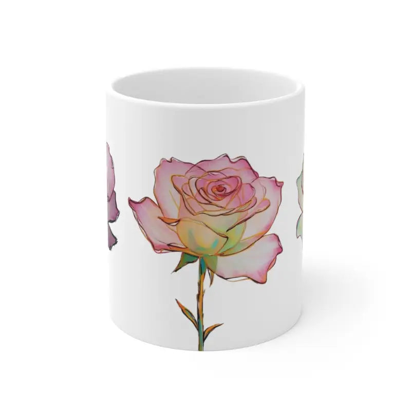 Transparent Roses Mug - Ceramic Coffee 11oz