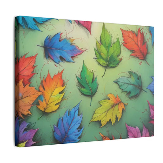 Colourful Leaf Matte Canvas Wall Art - Stretched 0.75’’