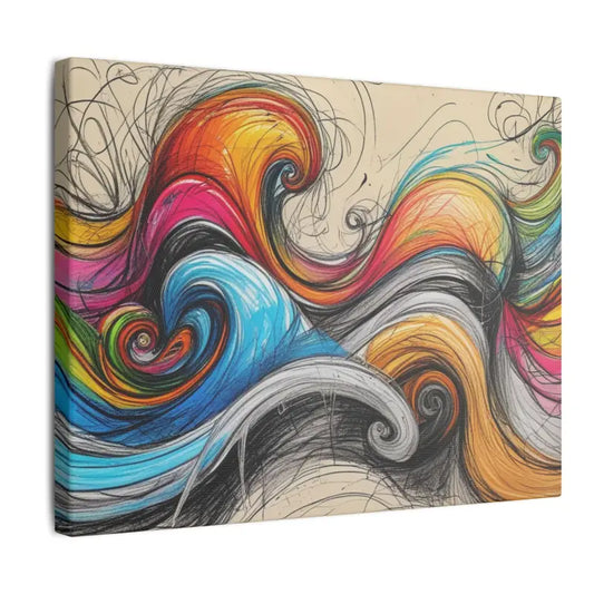 Messy Sketched Colourful Waves Art - Stretched Wall Decor