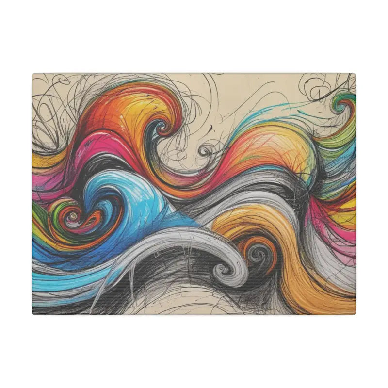 Messy Sketched Colourful Waves Art - Stretched Wall Decor