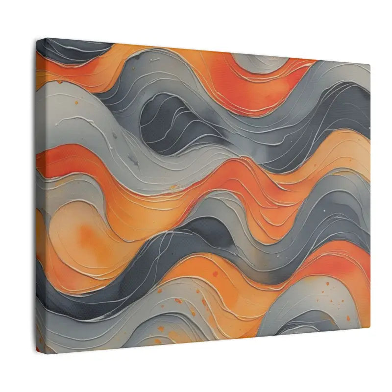 Grey and Orange Watercolour Whimsical Waves - Colourful Home Décor