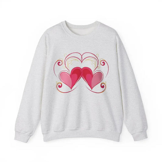 Vibrant Pink Paired Love Hearts - Adult Unisex Crewneck Sweatshirt Jumper - Men and Women