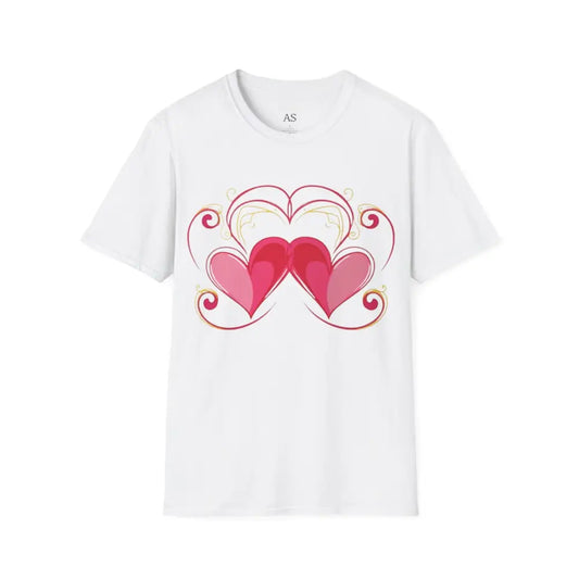 Vibrant Pink Paired Love Hearts - Adult Unisex T-Shirt - Men and Women