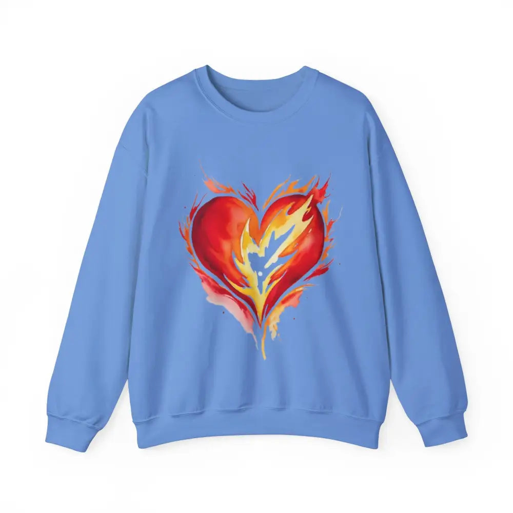 Watercolour Burning Love Heart - Adult Unisex Crewneck Sweatshirt Jumper - Men and Women