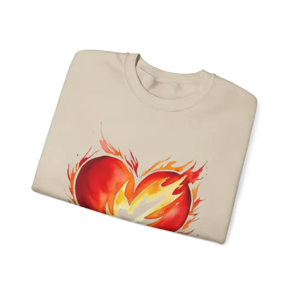 Watercolour Burning Love Heart - Adult Unisex Crewneck Sweatshirt Jumper - Men and Women