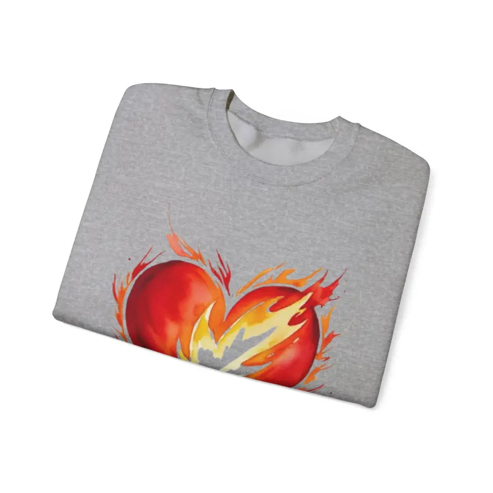 Watercolour Burning Love Heart - Adult Unisex Crewneck Sweatshirt Jumper - Men and Women