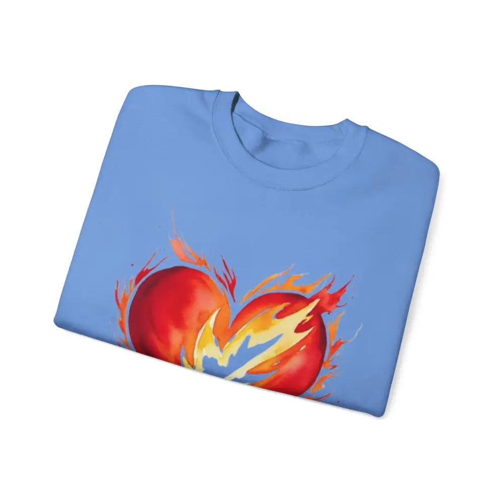 Watercolour Burning Love Heart - Adult Unisex Crewneck Sweatshirt Jumper - Men and Women