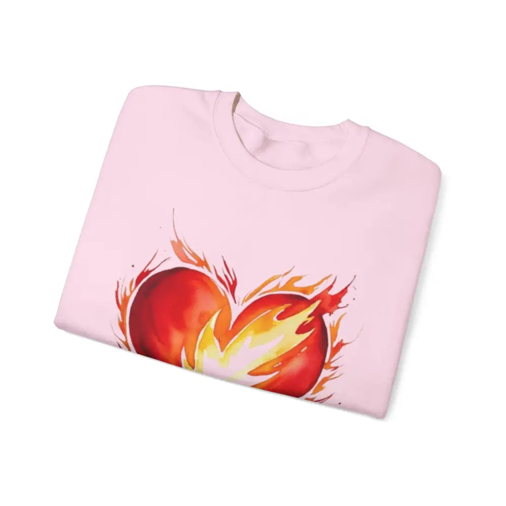 Watercolour Burning Love Heart - Adult Unisex Crewneck Sweatshirt Jumper - Men and Women