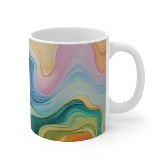 Light Watercolour Swirling Patterns - Ceramic Coffee Mug 11oz