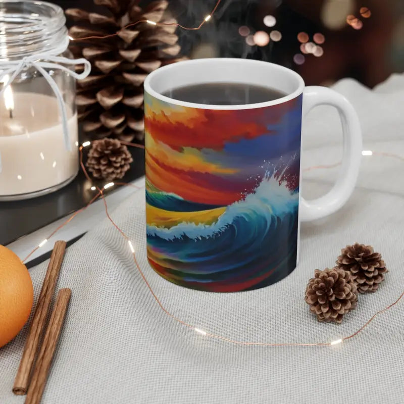 Waves Among Sunrise Mug - Ceramic Coffee 11oz