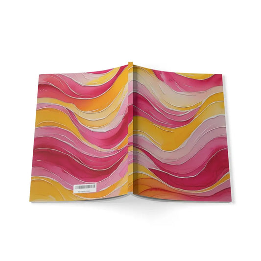 Pink and Yellow Watercolour Whimsical Waves - Softcover Notebook A5