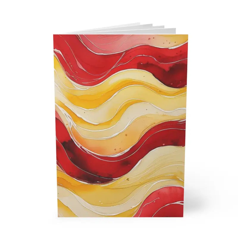 Red and Yellow Watercolour Whimsical Waves - Softcover Notebook A5