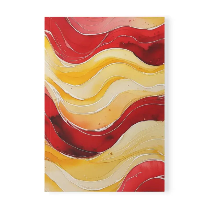 Red and Yellow Watercolour Whimsical Waves - Softcover Notebook A5