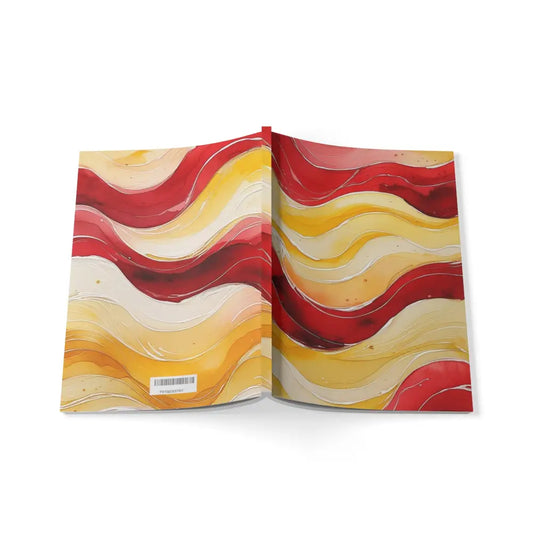 Red and Yellow Watercolour Whimsical Waves - Softcover Notebook A5