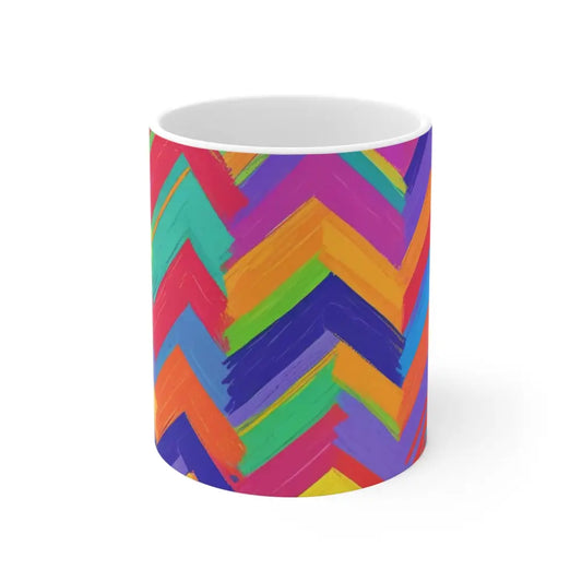 Colourful Zigzag Patterns Mug - Ceramic Coffee 11oz